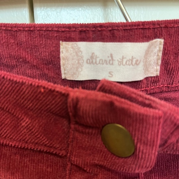 Altar’d State Red Corduroy Button Front Mini Skirt Size Small - Picture 3 of 6